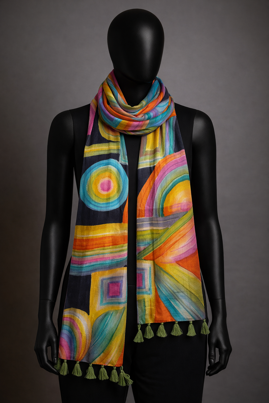 Abstract Rainbow: Hand Painted Pure Silk Stole
