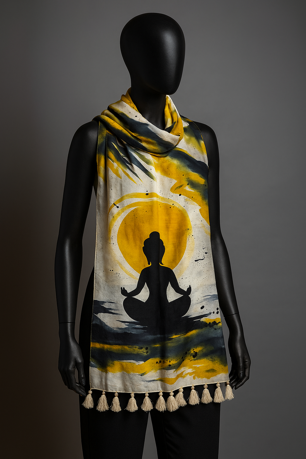 Buddha Nirvana: Hand Painted Pure Silk Stole