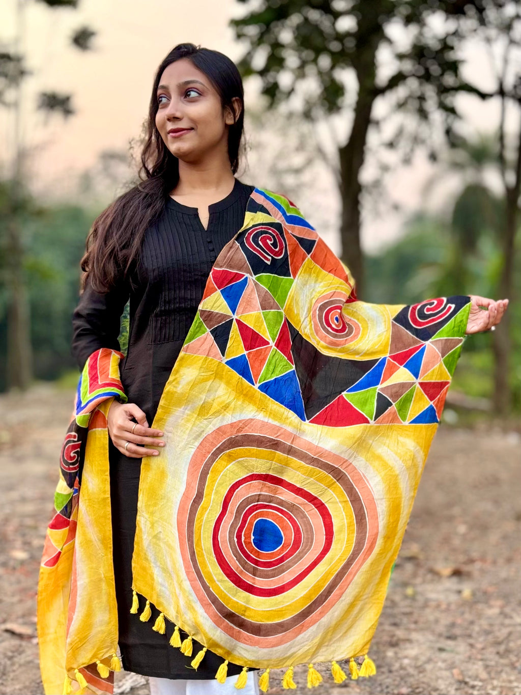 Abstract : Hand Painted Pure Silk Stole