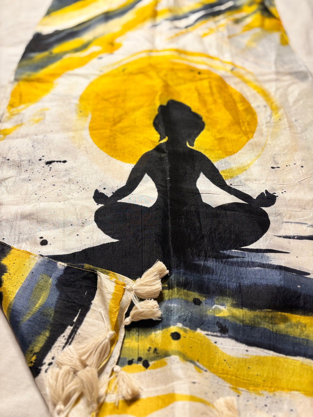 Buddha Nirvana: Hand Painted Pure Silk Stole