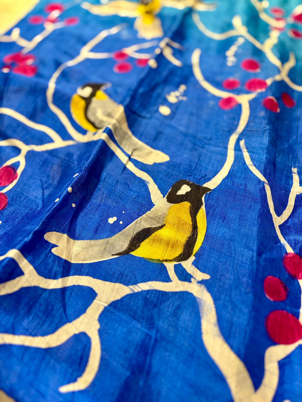 Blue Orchard: Hand Painted Pure Silk Stole