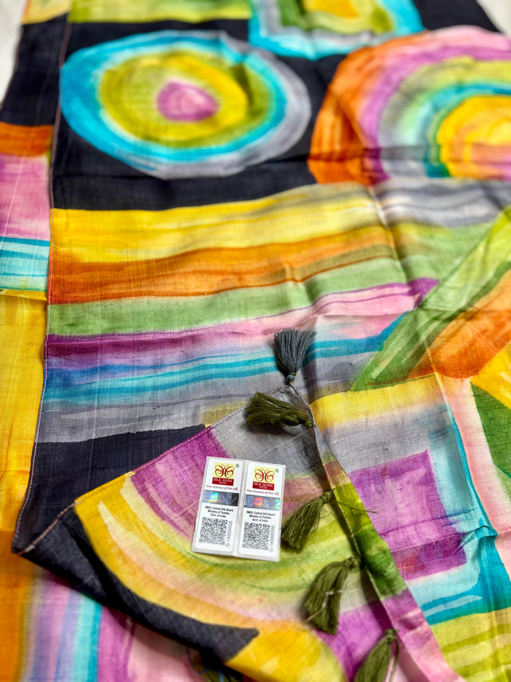 Abstract Rainbow: Hand Painted Pure Silk Stole