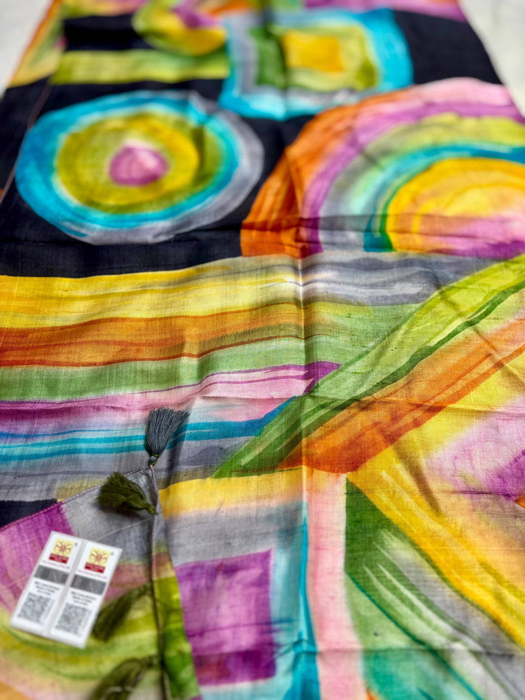 Abstract Rainbow: Hand Painted Pure Silk Stole