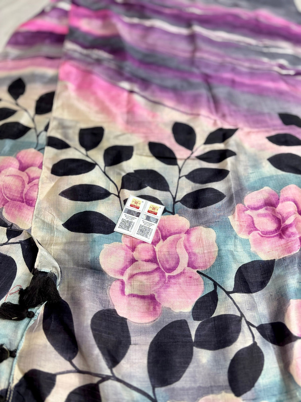 Blush & Shadow: Hand Painted Pure Silk Stole