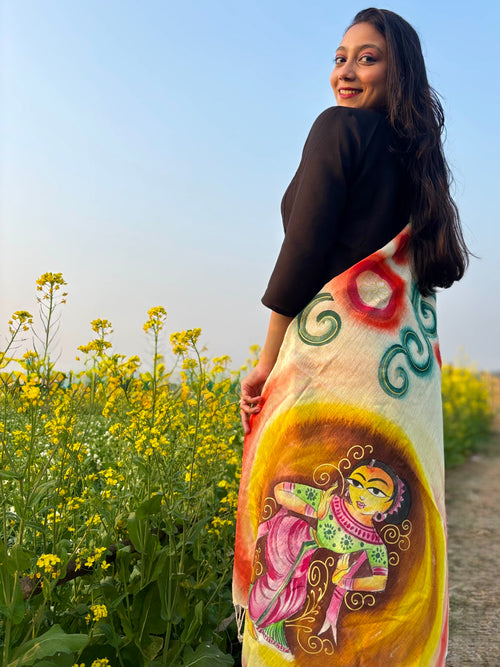 Basanti beauty: Hand Painted Stole