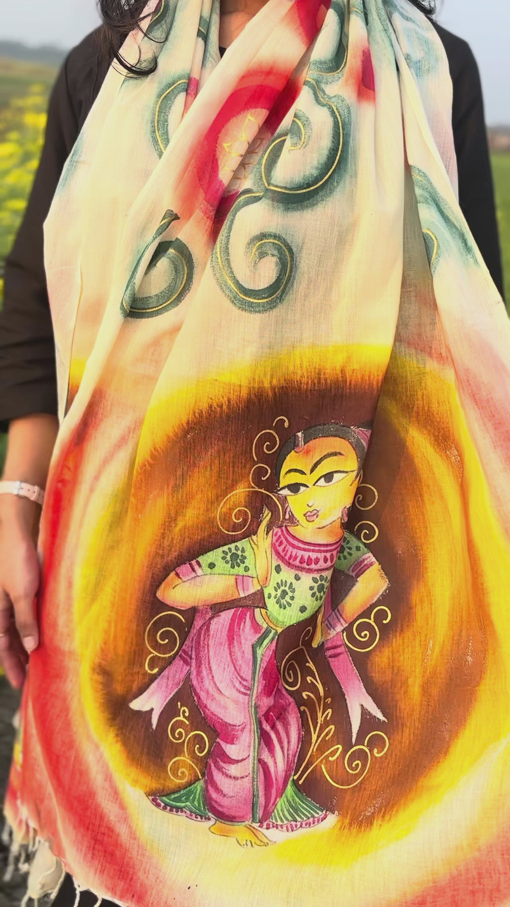 Basanti beauty: Hand Painted Stole