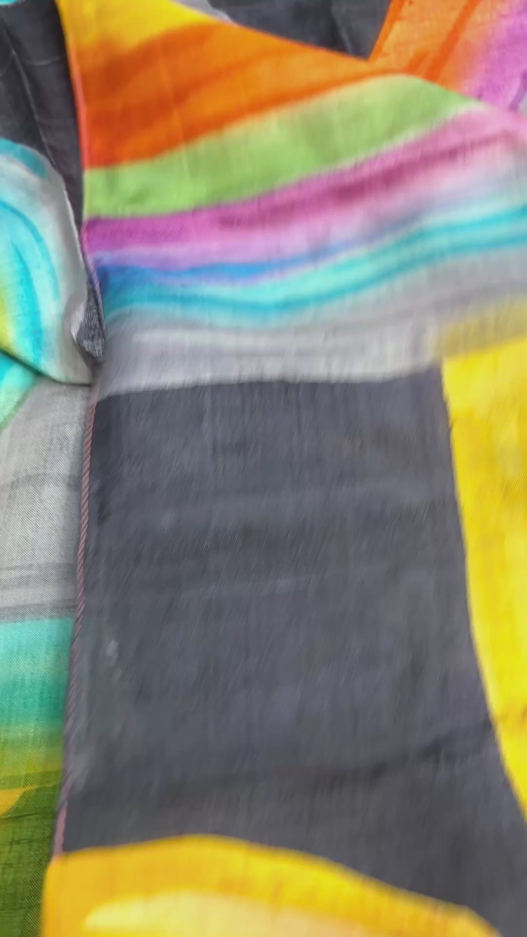 Abstract Rainbow: Hand Painted Pure Silk Stole
